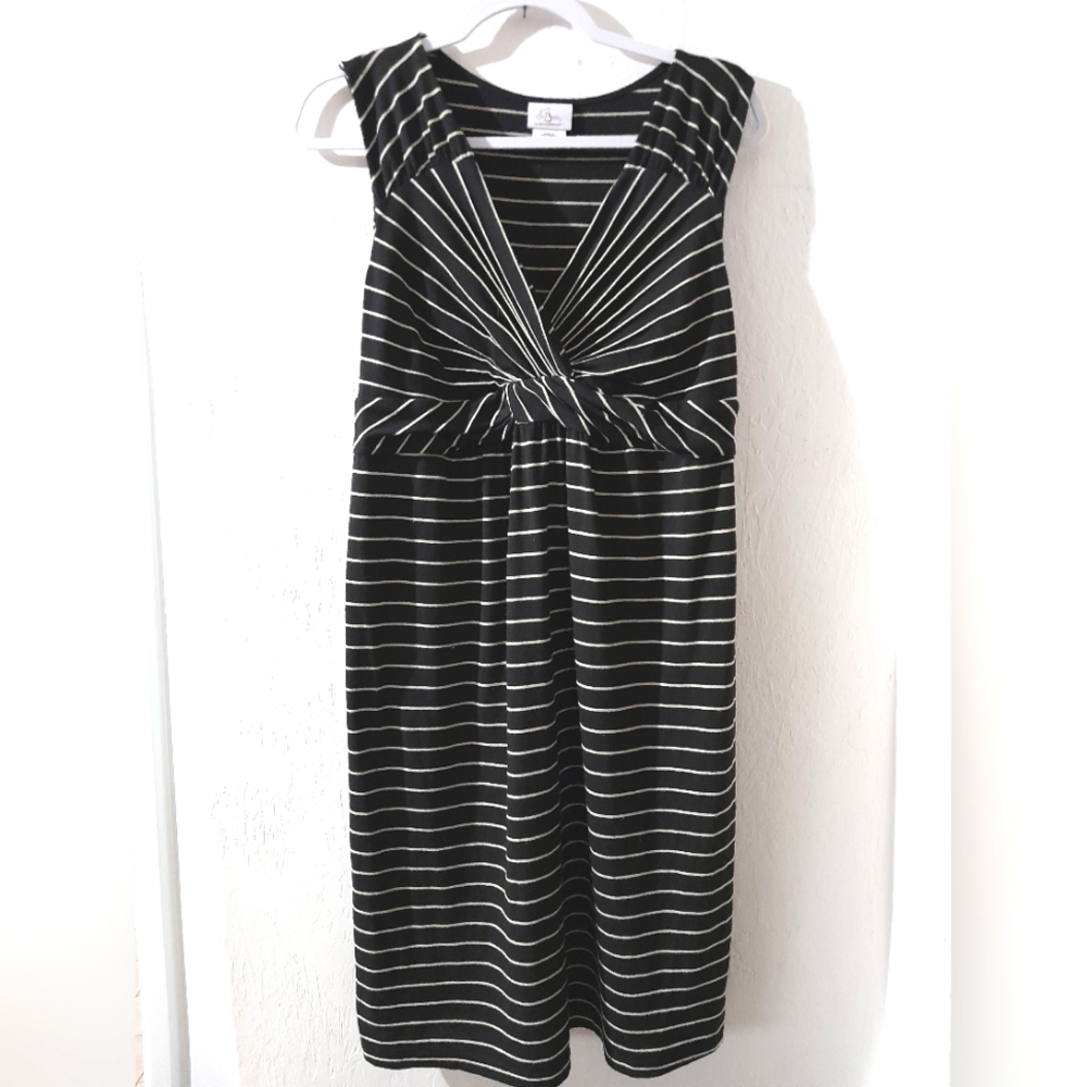 Oh Baby Black Stripe Maternity Maxi Dress Medium - Picture 1 of 4